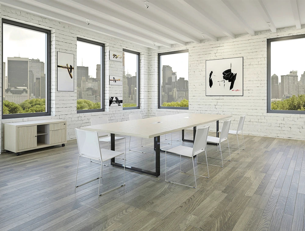 Buronomic Prestige Meeting Executive Table 5 With Black Leg With White Chair In Meeting Area