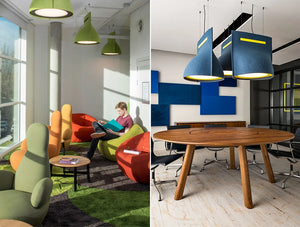 Buzzibell Acoustic Pendant Ceiling Light Meeting Room Or Cosy Space Green And Black Or Blue And Yellow