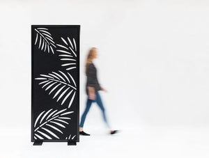 BuzziFalls Palms Pattern Freestanding Acoustic Decorative Panel in Black