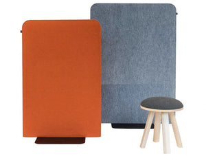 Buzzifree Funky Freestanding Acoustic Room Dividers Small And Medium Orange Blue With Stool