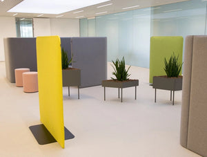 Buzzifree Funky Freestanding Acoustic Room Dividers Yellow Reception Area