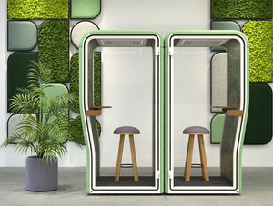 Buzzinest Booth 2 Side By Side In Green With Stool And Planter