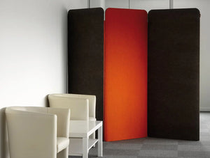 Buzziscreen Modular Freestanding Acoustic Folding Screen In Reception Area With Lounge Chairs