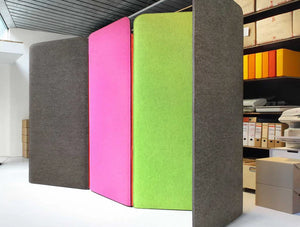 Buzziscreen Modular Freestanding Acoustic Room Dividers Storage Panel Grey Pink Green