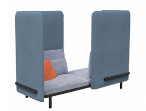 Buzzispace Acoustic 2 Seat Relaxation Pod Blue With Orange Cushion