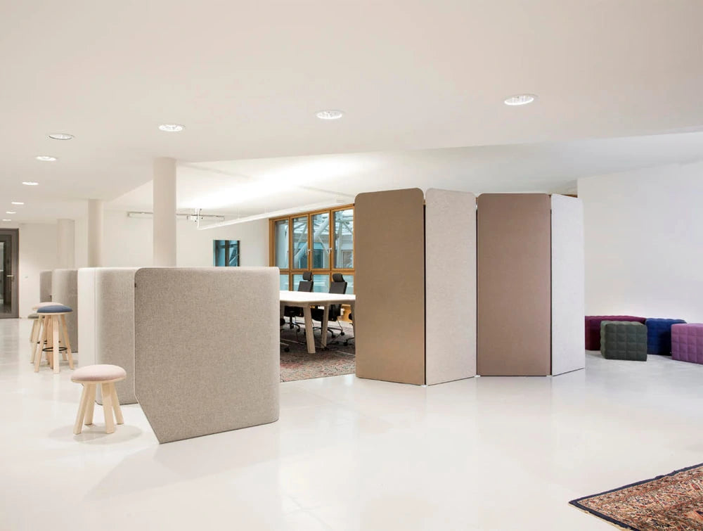 Buzzispace Screen Large Flexible Freestanding Room Divider In Beige With Buzziville In Office Space