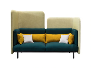 Buzzispark Acoustic 2 Seater Lounge Comfy Sofa Green With Cushion Yellow And Grey