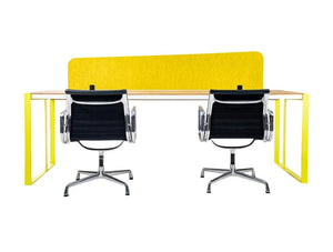 Buzzitripl Desk Straight Forward Desk Partition 11 In Yellow With Black Chair