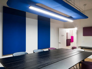 Buzzizepp Led Light 2 In Blue Over Black Rectangular Table In Meeting Area