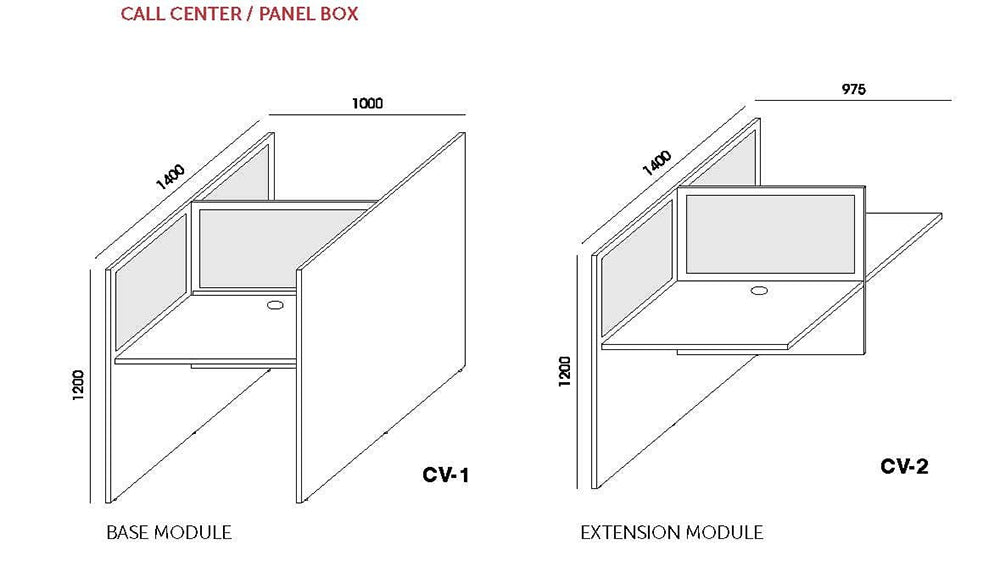 Call Centre Bench Desk Extension Dimension