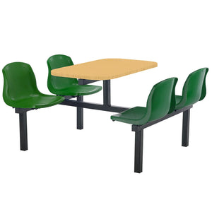 Canteen Cu20 Polypropylene Seating With Table Beech Finish Top Green Seat Colour