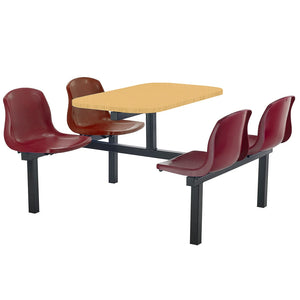 Canteen Cu20 Polypropylene Seating With Table Beech Finish Top Red Seat Colour