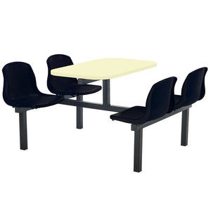 Canteen Cu20 Polypropylene Seating With Table Cream Finish Top Black Seat Colour