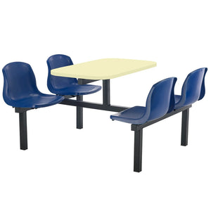 Canteen Cu20 Polypropylene Seating With Table Cream Finish Top Blue Seat Colour