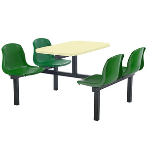 Canteen Cu20 Polypropylene Seating With Table Cream Finish Top Green Seat Colour