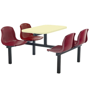 Canteen Cu20 Polypropylene Seating With Table Cream Finish Top Red Seat Colour