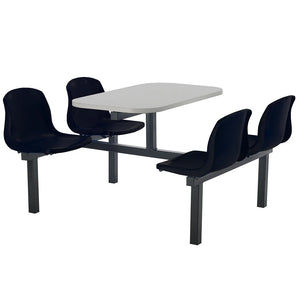 Canteen Cu20 Polypropylene Seating With Table Light Grey Finish Top Black Seat Colour