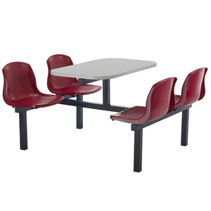 Canteen Cu20 Polypropylene Seating With Table Light Grey Finish Top Red Seat Colour