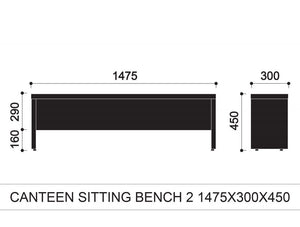 Canteen Wooden Sitting Bench with Cushion Dimension 2