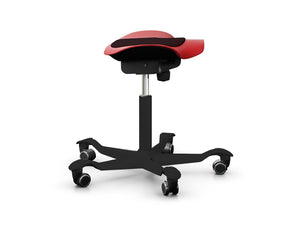 Capisco 8001 Stool in Red Plastic and Black Metal Legs HAG 2