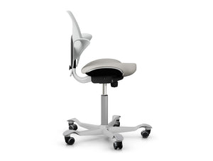 Capisco 8020 With Castors In White Plastic Seat And Backrest 2