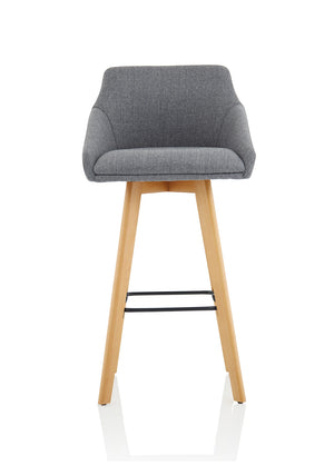 Carmen Grey Fabric Wooden Leg High Stool Chair BR000225 3