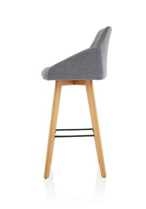 Carmen Grey Fabric Wooden Leg High Stool Chair BR000225 5