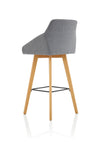 Carmen Grey Fabric Wooden Leg High Stool Chair BR000225 6
