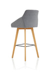 Carmen Grey Fabric Wooden Leg High Stool Chair BR000225 6