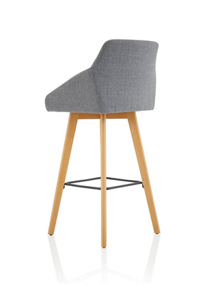 Carmen Grey Fabric Wooden Leg High Stool Chair BR000225 6