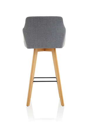 Carmen Grey Fabric Wooden Leg High Stool Chair BR000225 8