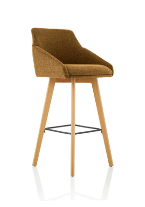 Carmen Grey Fabric Wooden Leg High Stool Chair KCUP1948 2