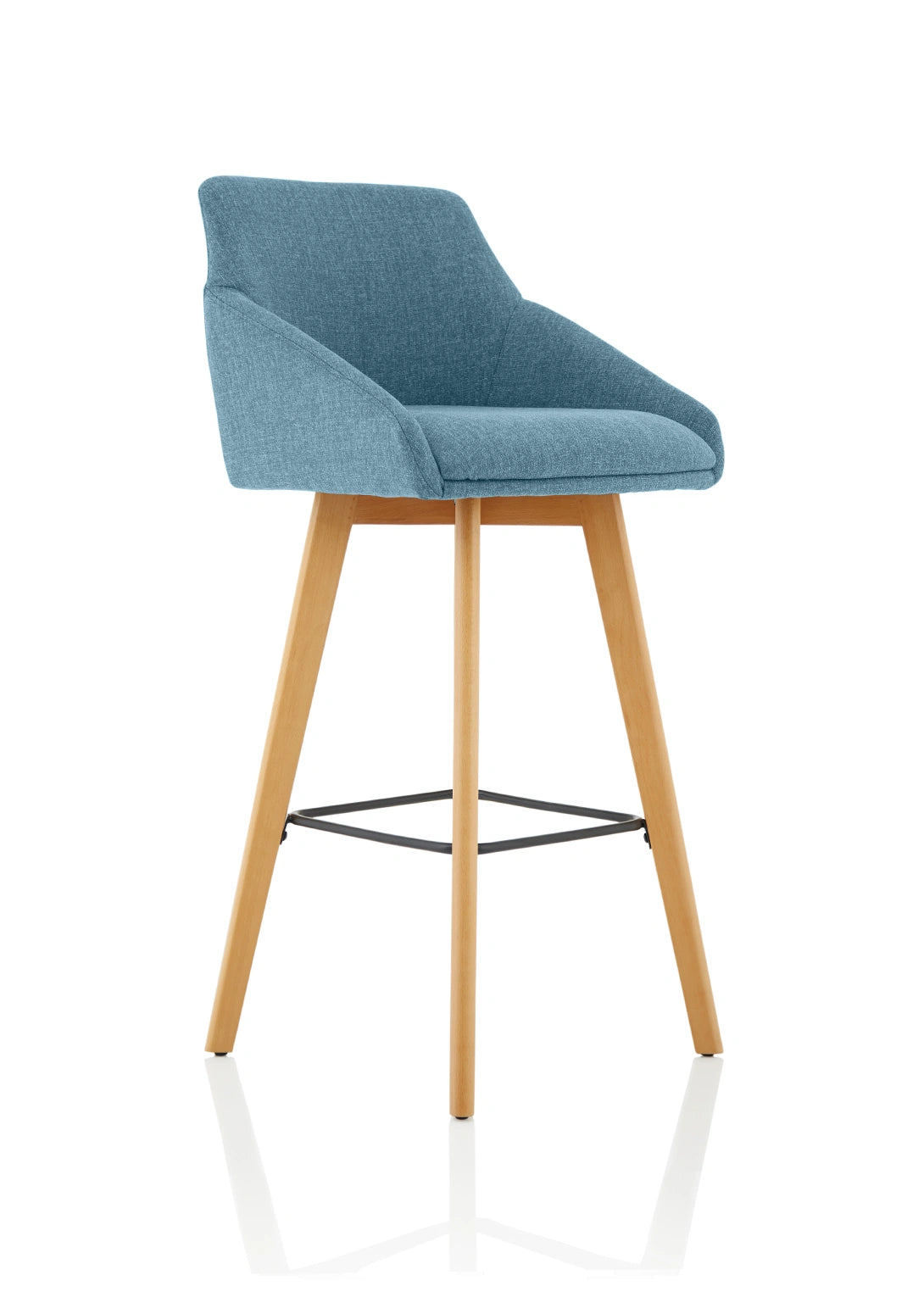 Carmen Grey Fabric Wooden Leg High Stool Chair KCUP1949 1