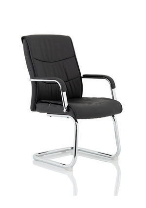 Carter Black Luxury Faux Leather Cantilever Chair With Arms BR000185 1