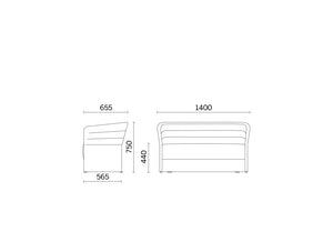 Cell72 2 Seater Sofa Full Height Frame Dimensions