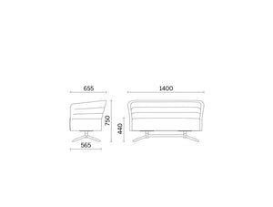 Cell72 2 Seater With 4 Spoke Steel Base 3 Dimensions