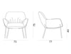 City Deco Armchair With 4 Deco Legs Dimensions