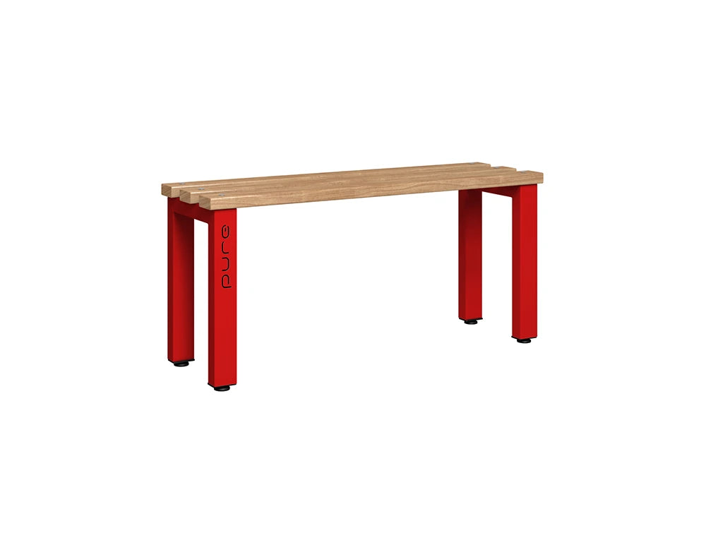Cloakroom Standard Single-Sided Bench - Flame Red & Beech