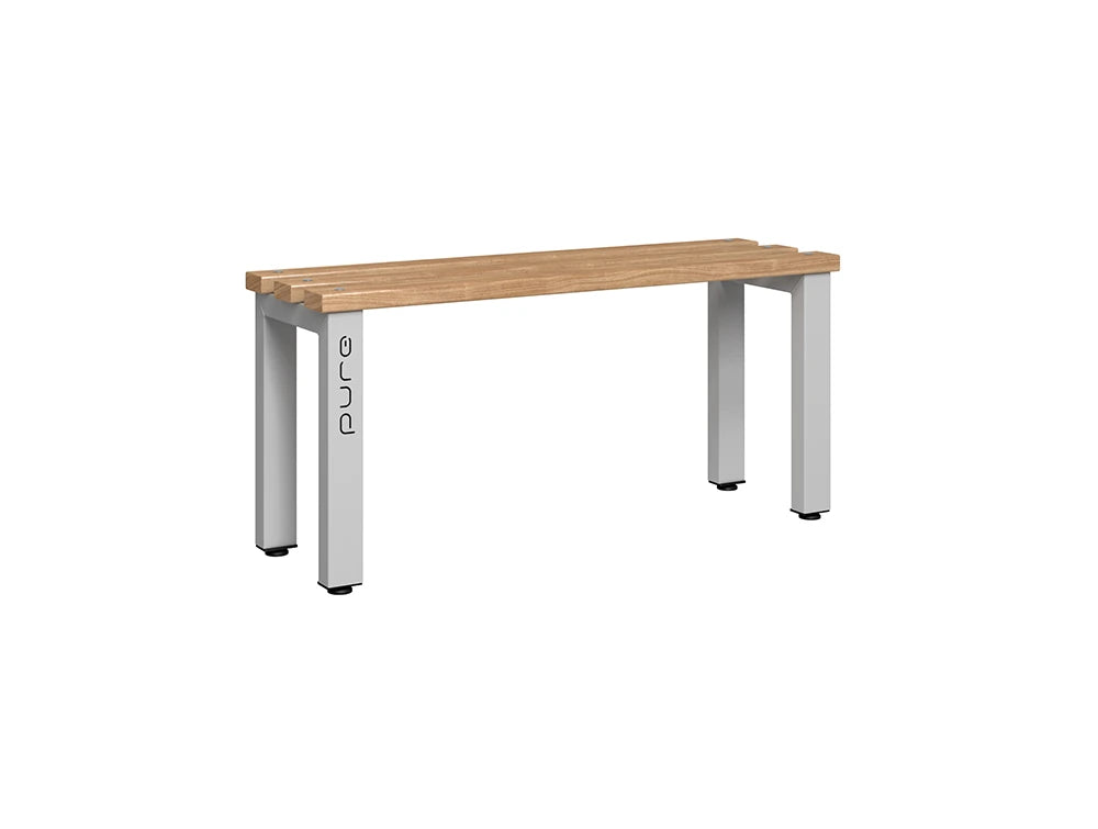 Cloakroom Standard Single-Sided Bench - Pearl Silver & Beech