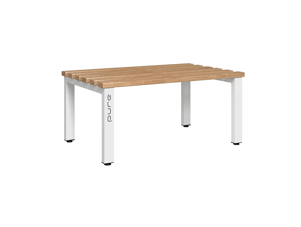 Cloakroom Standard Double-Sided Bench - Arctic White & Beech