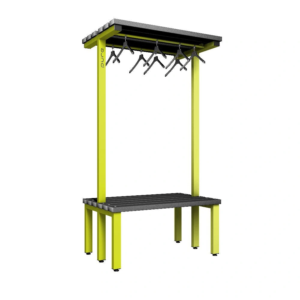 Cloakroom Overhead Hanging Double-Sided Bench - Lime Light & Black