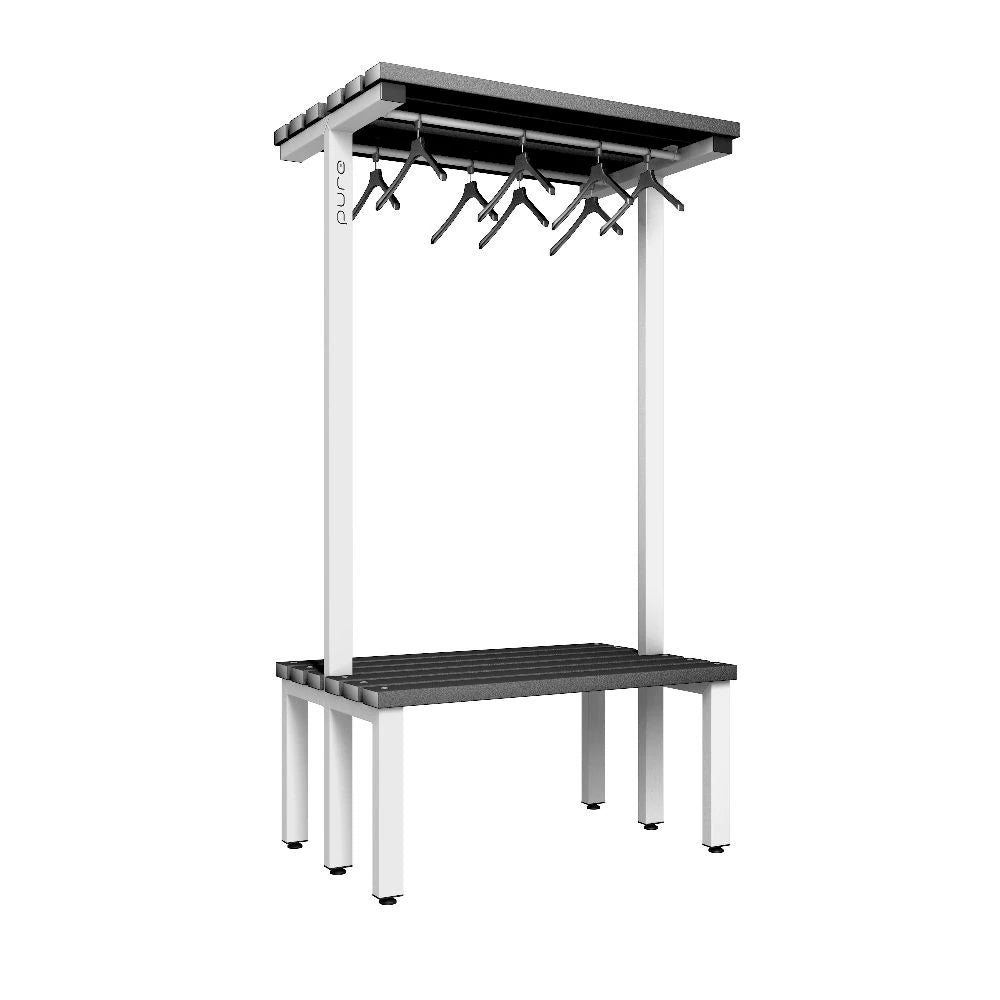 Cloakroom Overhead Hanging Double-Sided Bench - Arctic White Black