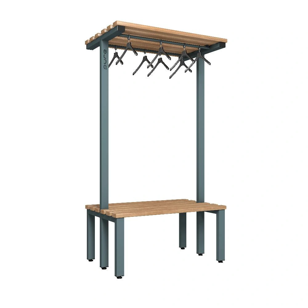 Cloakroom Overhead Hanging Double-Sided Bench - Slate Grey & Beech