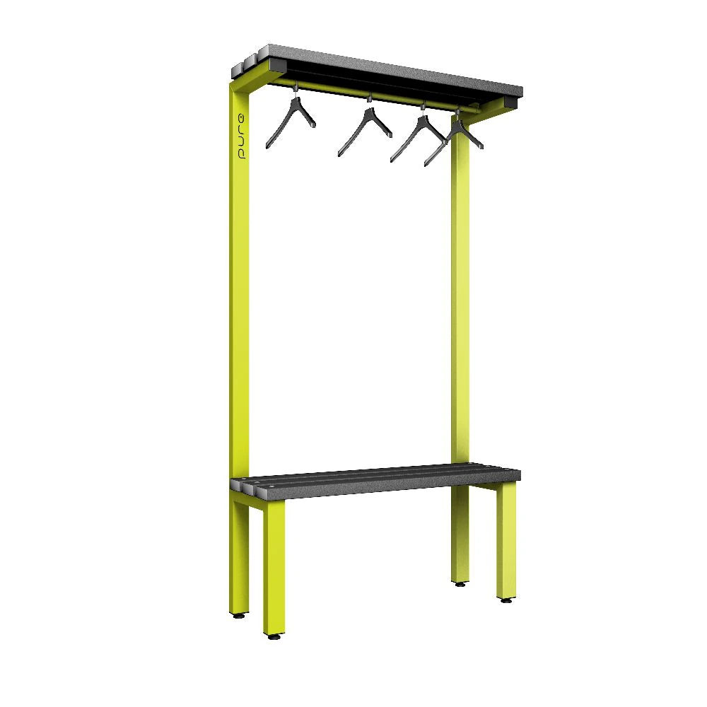 Cloakroom Overhead Hanging Single-Sided Bench - Lime Light & Black