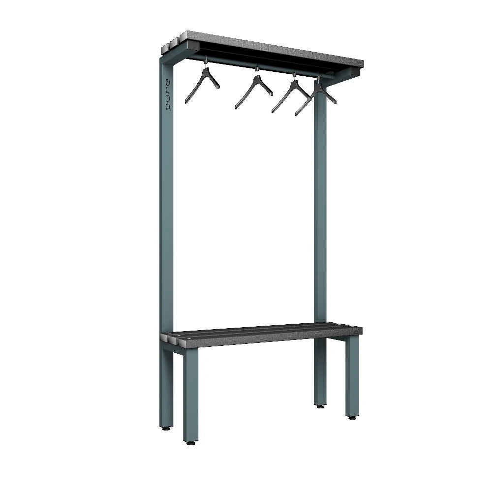 Cloakroom Overhead Hanging Single-Sided Bench - Slate Grey Black