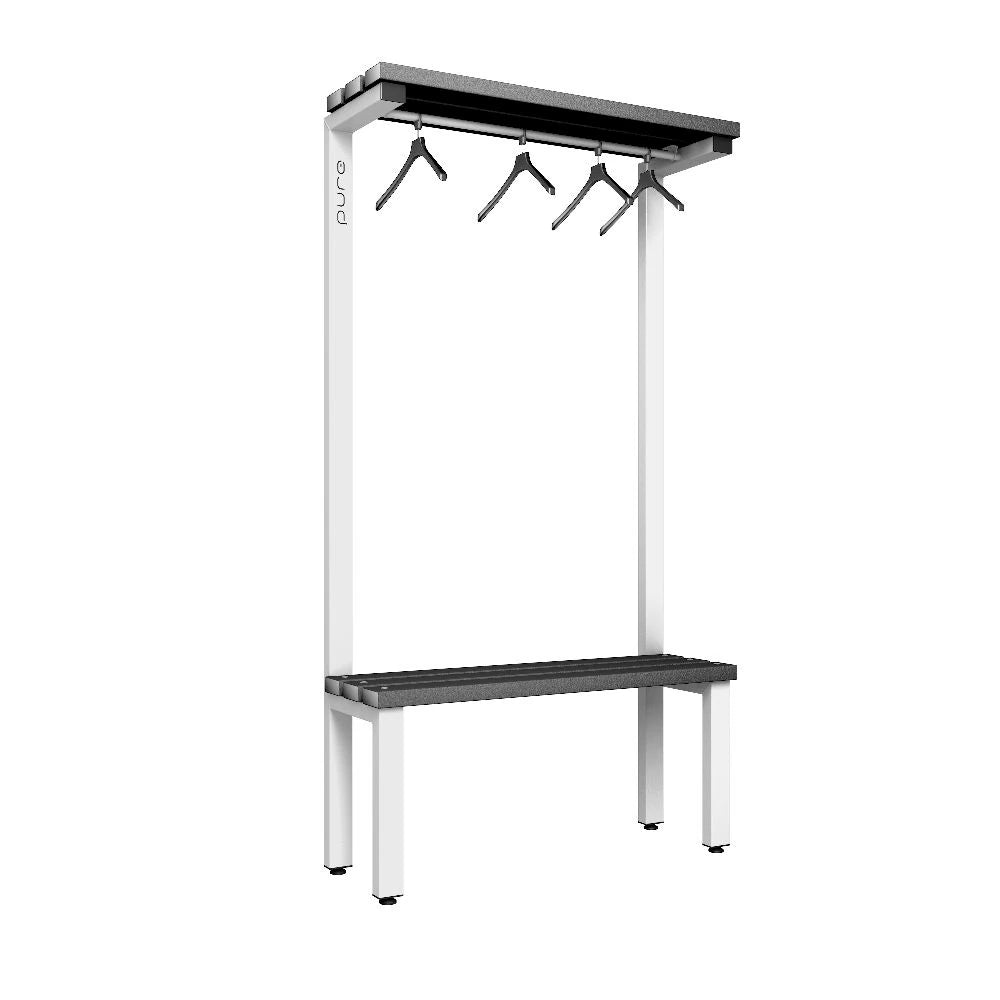 Cloakroom Overhead Hanging Single-Sided Bench - Arctic White Black