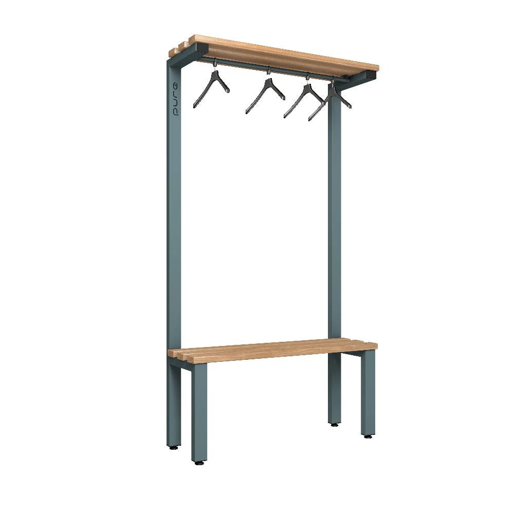 Cloakroom Overhead Hanging Single-Sided Bench - Slate Grey & Beech
