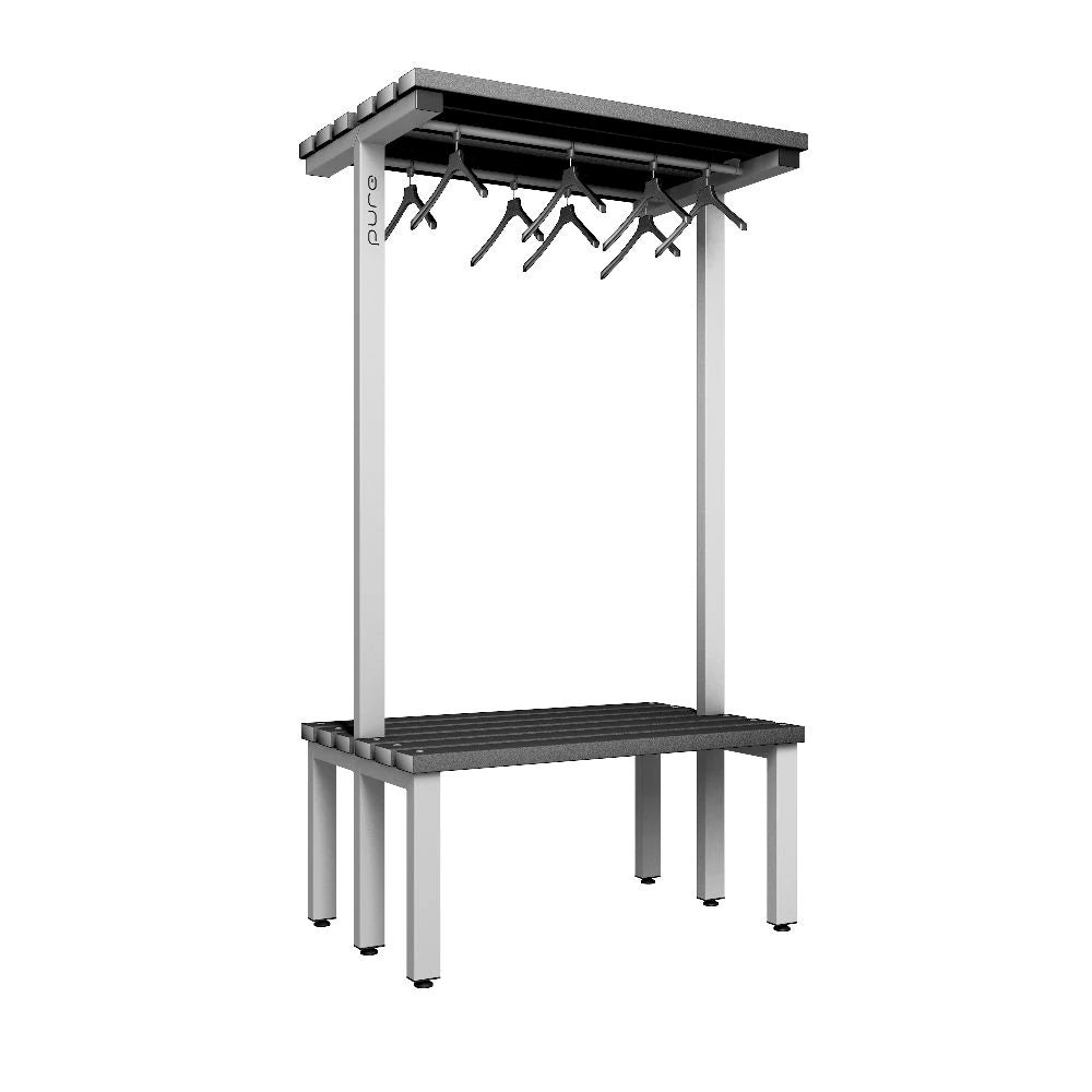 Cloakroom Overhead Hanging Double-Sided Bench - Pearl Silver & Black
