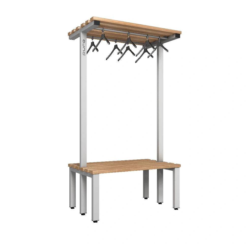 Cloakroom Overhead Hanging Double-Sided Bench - Pearl Silver Beech