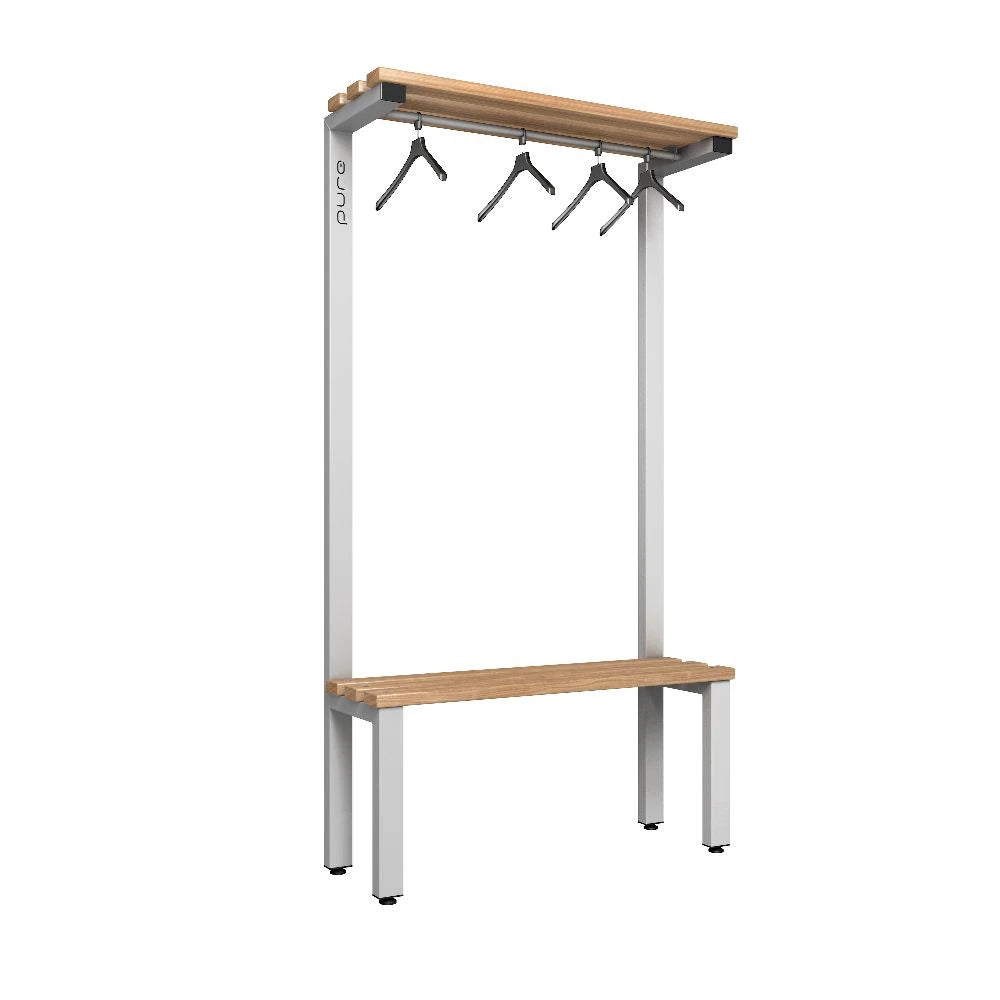 Cloakroom Overhead Hanging Single-Sided Bench - Pearl Silver Beech